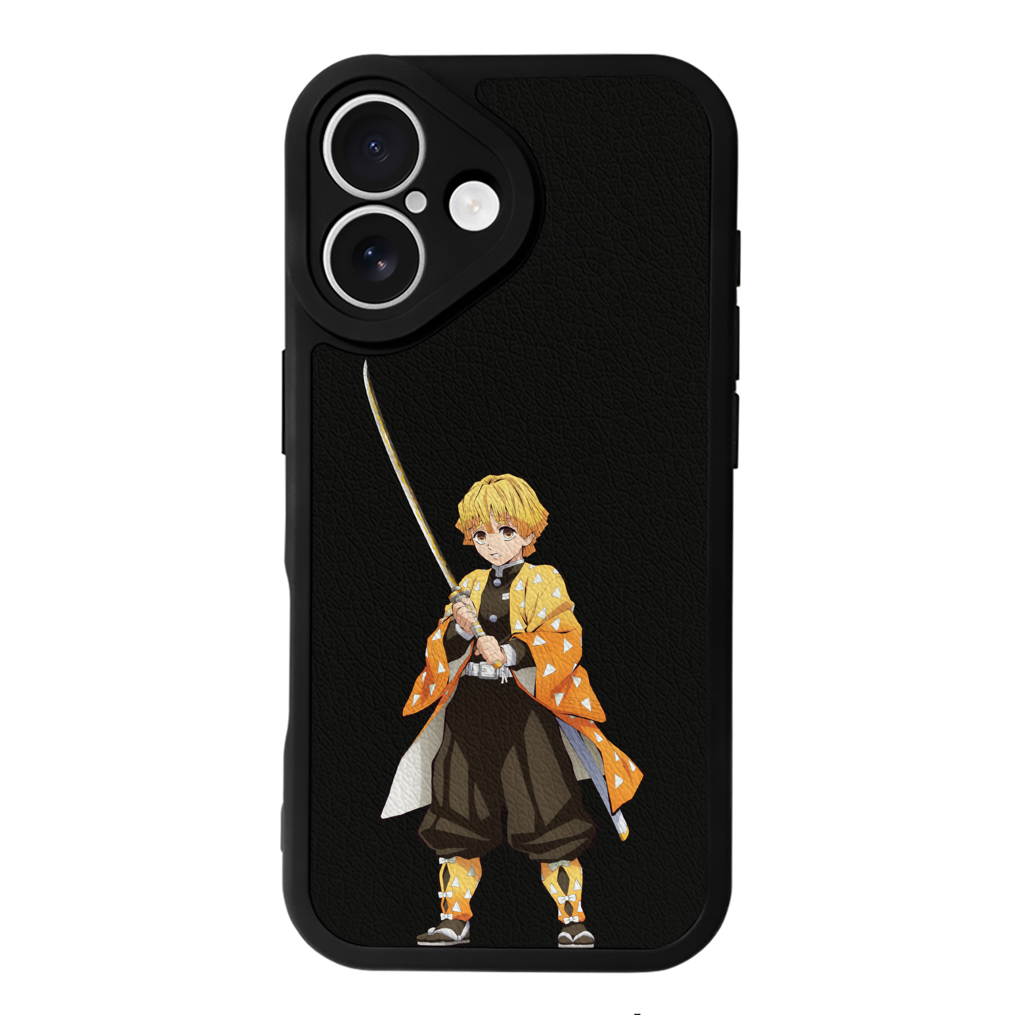 （画像用） 鬼滅の刃（きめつのやいば）我妻 善逸／あがつま ぜんいつ Agatsuma Zenitsu 【iPhone 16シリーズ対応】シリコンスマホケース（レザー調） 材質：シリコン